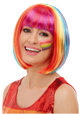 Rainbow bob wig 