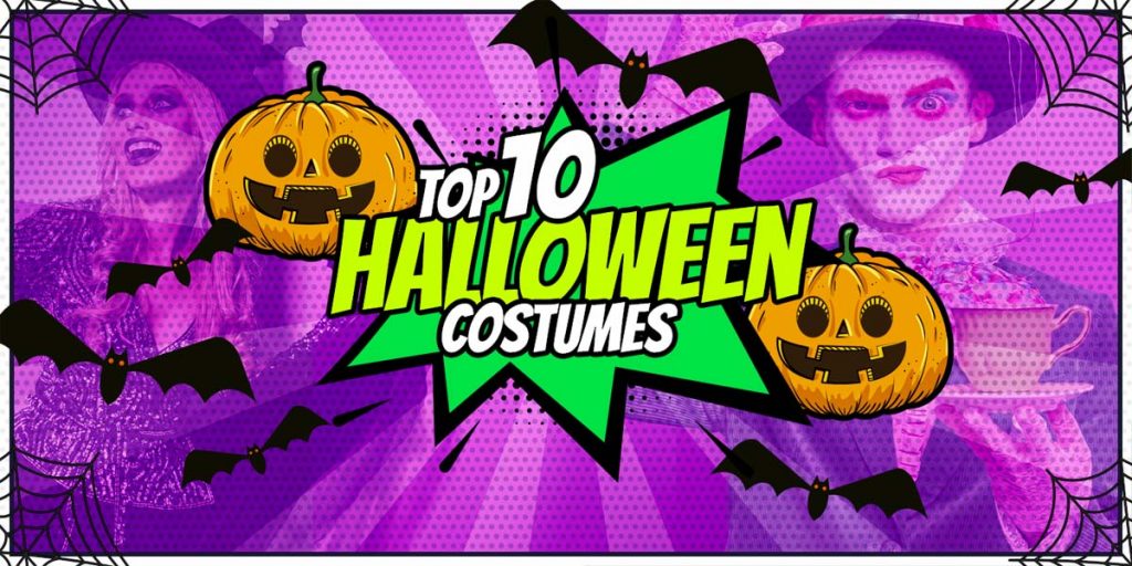 Fun Place's Top 10 Halloween Costumes purple and green banner