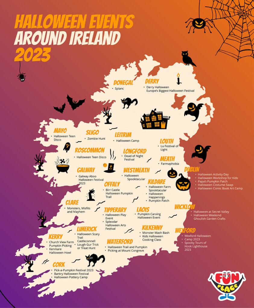 map of halloween events in ireland in 2023